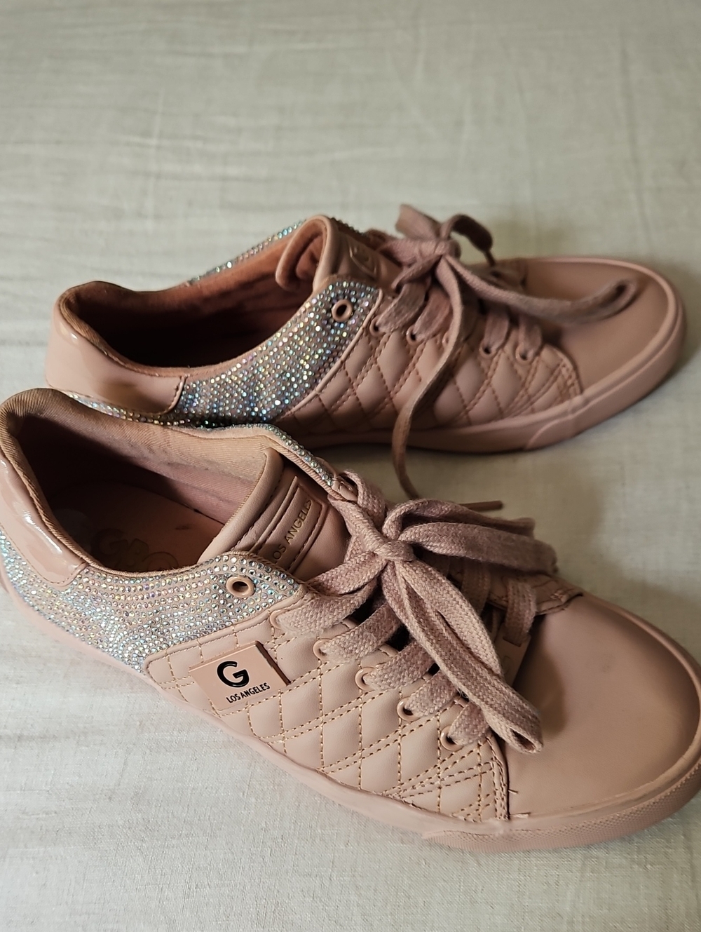 GBG Los Angeles G Guess Rose Pink Blush Quilted Sneakers Sparkle Trim Size 9M